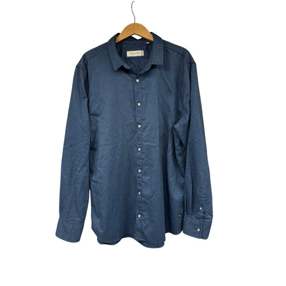 Departwest Buckle Navy Blue Button Up Long Sleeve Shirt Men’s Size XL‎